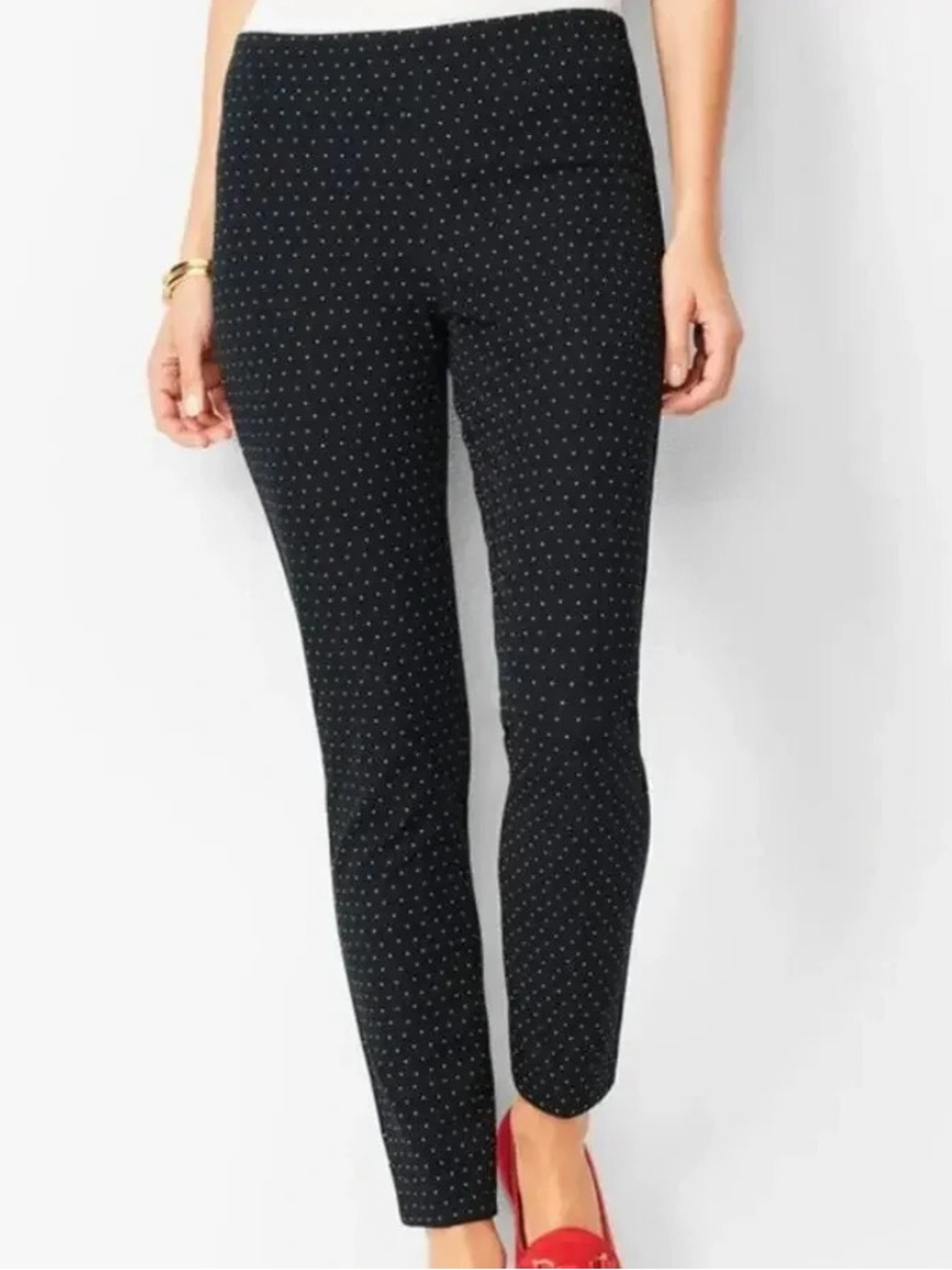 Talbots Black Velvet Pants with Gold Dot Pattern .High Rise